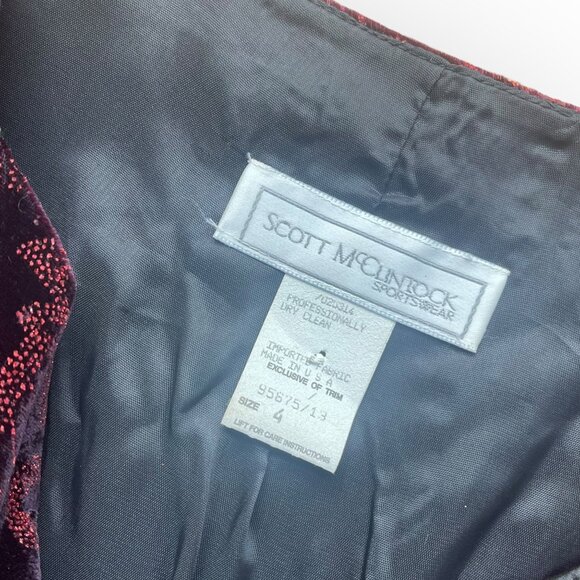 VTG Scott McClintock Black Floral Velvet Cropped Blazer Size 4 - Picture 4 of 7